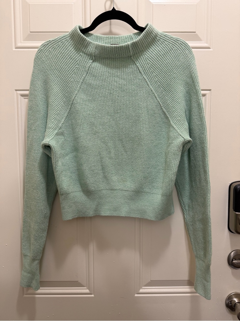Free People Mint Green Cropped Crewneck Sweater